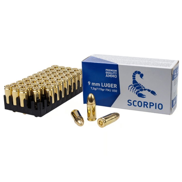 SCORPIO 9mm 115Gr FMJ 9MM LUGER (9X19 PARA) - 50 ROUNDS