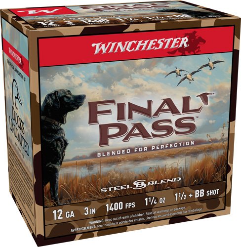 WINCHESTER FINAL PASS 12GA 3" - 1-1/4OZ #BB & 1.5 25RD 10BX/CS
