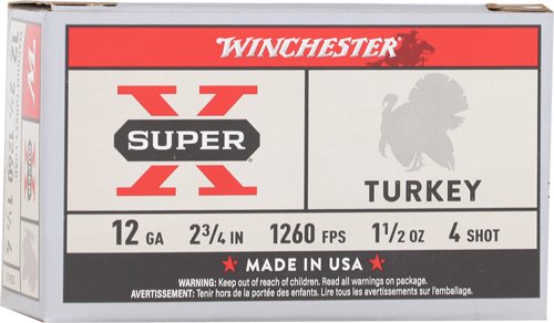 WIN AMMO SUPER-X TURKEY 12GA. - 2.75" 1-1/2OZ #4 10RD 10BX/CS