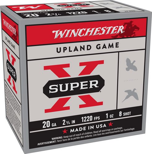 WINCHESTER SUPER-X 20GA 2.75" - 1OZ #8 1220FPS 25RD 10BX/CS