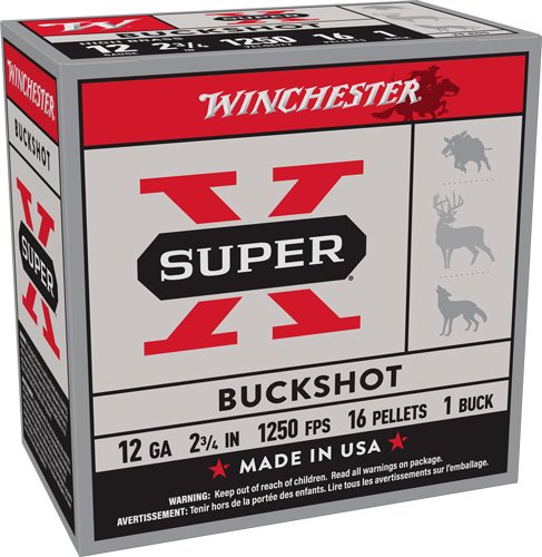 WINCHESTER SUPER-X 12GA 2.75" - #1 BUCK 16 PELLET 25RD 10BX/CS