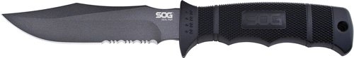 SOG KNIFE SEAL PUP 4.75" - BLACK SERRATED W/KYDEX SHEATH