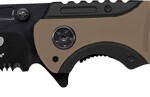 S&W KNIFE M&P INDEX FLIPPER - 3.5" BLACK/DESERT TAN CLIP PT