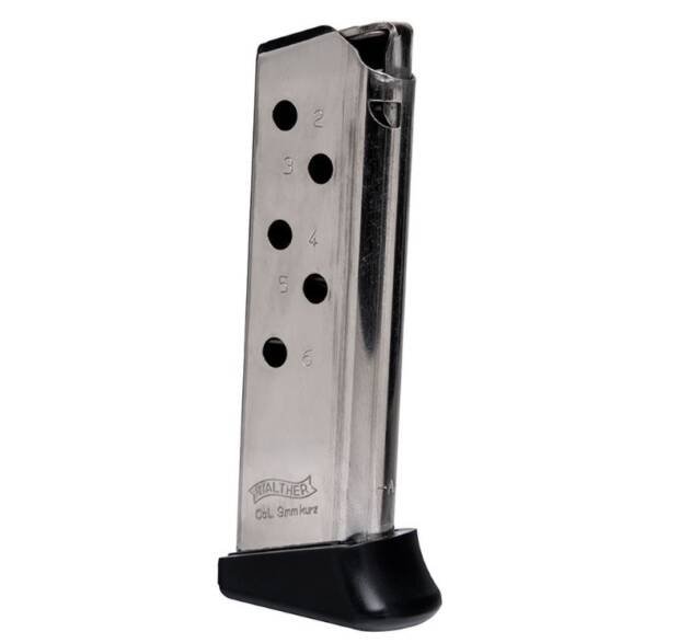WALTHER ARMS MAGAZINE PPK 380ACP 6RD NKL FR
