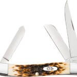 CASE KNIVES AMBER BONE PEACH - SEED JIG MEDIUM STOCKMAN