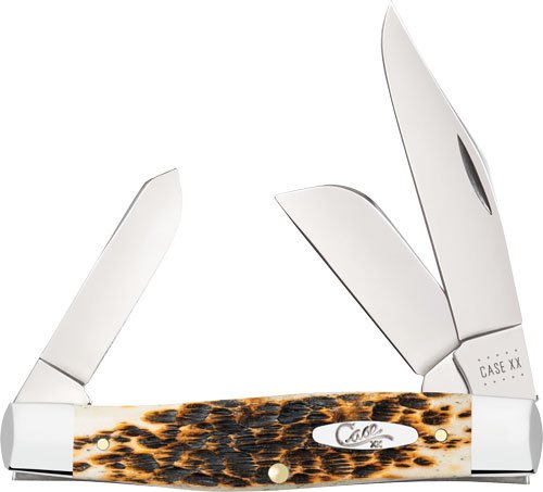 CASE KNIVES AMBER BONE PEACH - SEED JIG LARGE STOCKMAN