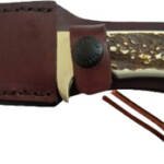 UNCLE HENRY KNIFE STAGLON 4" - CAPER W/LEATHER SHEATH