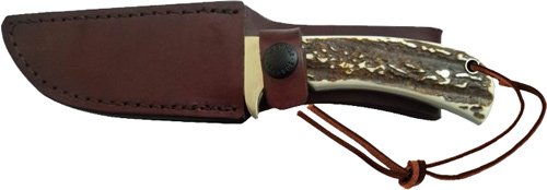 UNCLE HENRY KNIFE STAGLON 4" - CAPER W/LEATHER SHEATH