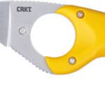 CRKT BEAR CLAW 2.39" YELLOW W/ - VEFF SERRATIONS BELT CLIP