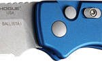 HOGUE BALLISTA-I BUTTON AUTO - DROP POINT BLADE TMBLD BLU 3.5