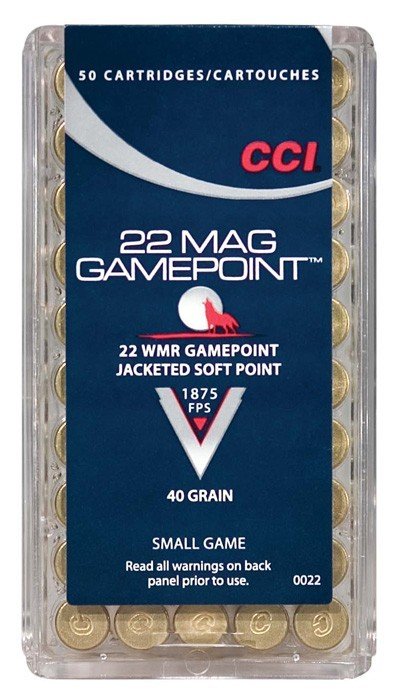 CCI 22WMR 40GR GAMEPOINT JSP - 1875FPS 50RD 40BX/CS
