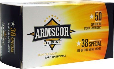 ARMSCOR 38 SPECIAL 158GR FMJ - 50RD 20BX/CS MADE IN USA