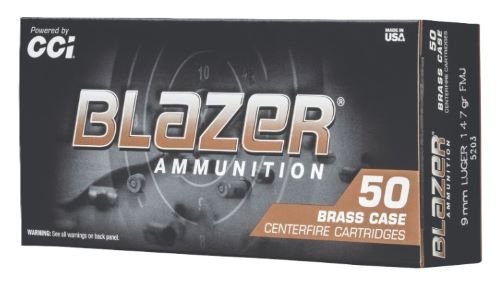 CCI BLAZER BRASS 9MM LUGER - 147GR FMJ 50RD 20BX/CS
