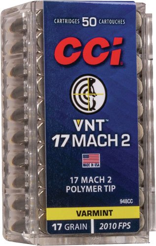 CCI VNT 17 MACH2 17GR VARMINT - TIPPED 50RD 100BX/CS