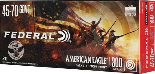 FEDERAL AE 45-70 GOV 300GR SP - 20RD 10BX/CS AMERICA 250TH