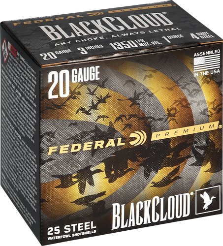 FEDERAL BLACK CLOUD 20GA 3" - 1OZ #4 1350FPS 25RD 10BX/CS