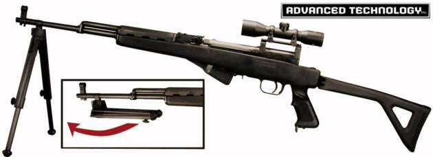 ADV TECH BIPOD FOR SKS - FEATHERWEIGHT BLACK NYLON
