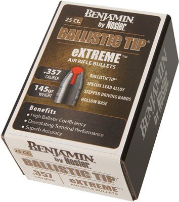 BENJAMIN 357 CALIBER PELLETS - 145 GRAIN NOSLER BT 25 PACK