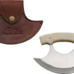 SZCO RITE EDGE 6" BONE HANDLE - ULU W/LEATHER SHEATH