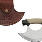 SZCO RITE EDGE 6" HORN & BONE - HANDLE ULU W/LEATHER SHEATH