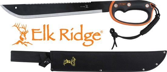 MC ELK RIDGE MACHETE 21.5" - BLADE W/SHEATH D-HANDLE BLK/SS