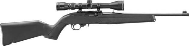 RUGER 10/22 22LR 16.4" THREAD - BLACK POLYMER STOCK W/SCOPE