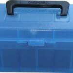MTM DELUXE AMMO BOX 50-ROUNDS - RIFLE 7MM RM TO 300 WM CLR BLU