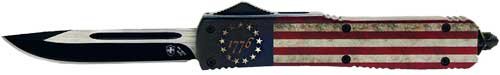 TEMPLAR KNIFE SLIM OTF BETSY - ROSS FLAG 3.1" BLACK DROP PNT