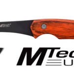 MC MTECH 9" TOMAHAWK W/SHEATH - 3" BLACK BLADE PAKKAWOOD HNDL