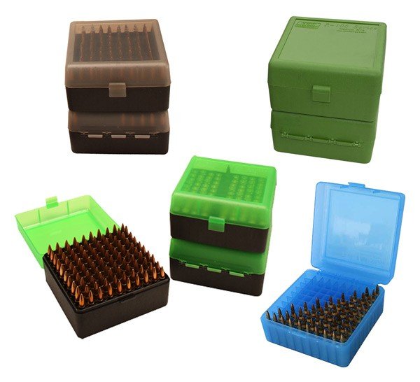 MTM DELUXE AMMO BOX RIFLE 100 - ROUNDS 22-250 TO 375H&H GRN