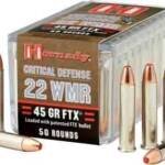 HORNADY CRITICAL DEFENSE 22WMR - 45GR FTX 1000FPS 50RD 40BX/CS