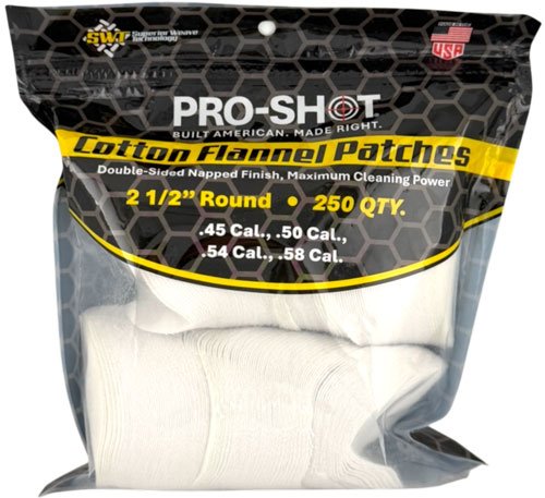 PRO SHOT CLEANING PATCH COTTON - FLANNEL .45-.58 2 1/2" 250CT