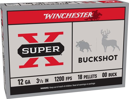 WINCHESTER SUPER-X 12GA 3.5" - 00 BUCK 18 PELLETS 5RD 50BX/CS