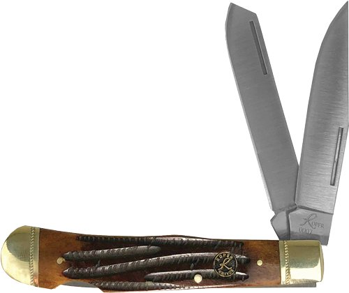 ABKT ROPER DOUBLE ACTION LOCK - BACK TRAPPER 3.25" COFFEE HNDL