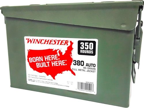 WINCHESTER 380ACP 95GR FMJ-RN - CASE OF (2) 300RD CANS