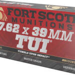 FORT SCOTT 7.62X39 117GR TUI - SOLID COPPER 20RD 10BX/CS