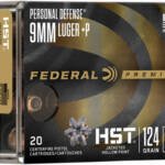 FEDERAL PREMIUM 9MM LUGER +P - 124GR HST JHP 20RD 10BX/CS