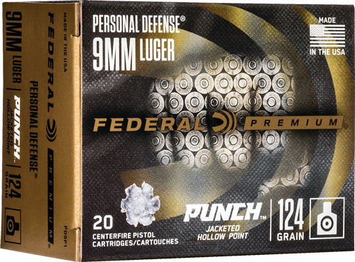 FEDERAL PUNCH 9MM LUGER - 124GR JHP 20RD 10BX/CS