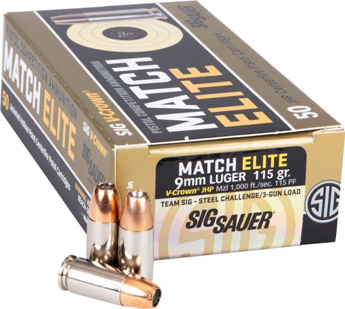 SIG AMMO 9MM 115GR ELITE - V-CROWN COMPITIION 50RD 20BX/C