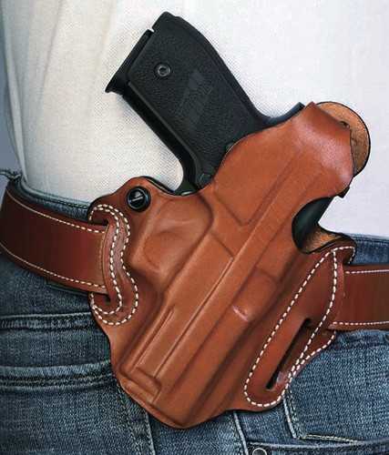 DESANTIS THUMB BREAK SCABBARD - RH OWB LEATHER GLK 19/23 TAN