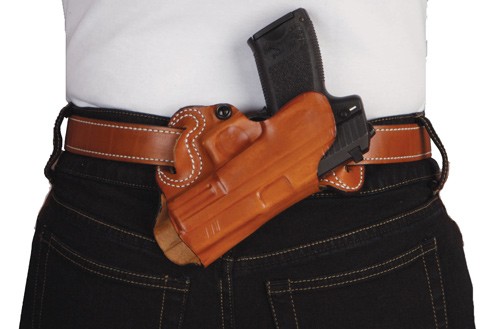 DESANTIS SMALL OF BACK HOLSTER - RH OWB LTHR FOR GLOCK 17/19 TN