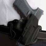 DESANTIS MINI SLIDE HOLSTER - OWB RH LEATHER S/A HELLCAT BLK