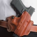 DESANTIS MINI SLIDE HOLSTER - OWB RH LTHR FITS GLOCK 19 TAN