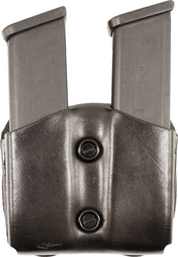 DESANTIS DOUBLE MAG POUCH OWB - LEATHER SINGLE STACK 9/40 BLK
