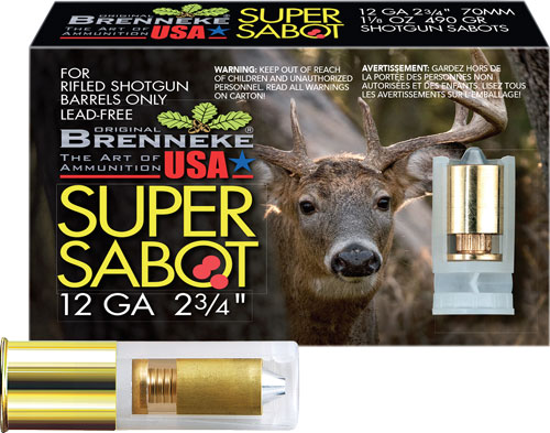 BRENNEKE USA SUPER SABOT 12GA - 2.75" 1-1/8OZ SLUG 5RD 50BX/CS