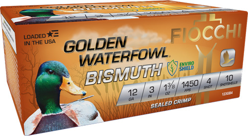 FIOCCHI GOLDEN BISMUTH 12GA 3" - 1-3/8OZ #4 1450FPS 10RD 10BX/C