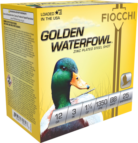 FIOCCHI GOLDEN WATERFOWL 12GA - 3" 1-1/4OZ #BB 25RD 10BX/CS