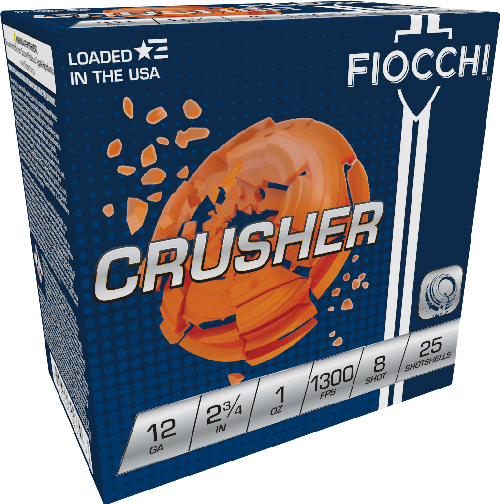 FIOCCHI CRUSHER 12GA 2.75" - 1OZ #8 1300FPS 250RD CASE LOT