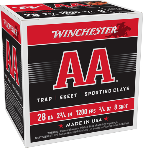 WINCHESTER AA 28GA 2.75" 3/4OZ - #8 1200FPS 250RD CASE LOT