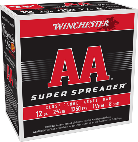 WINCHESTER AA 12GA 2.75" 1-1/8 - SPREADER #8 1250FPS 250RD CASE